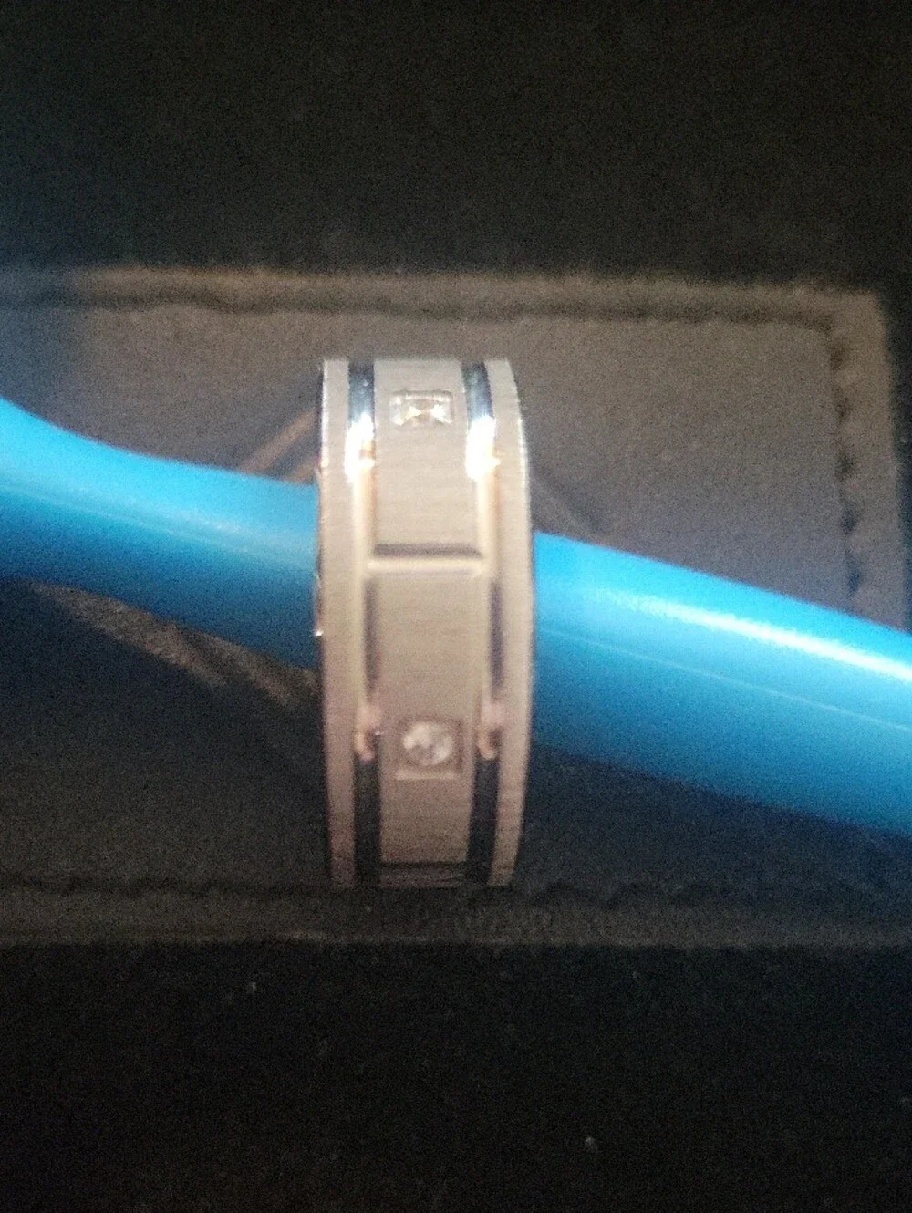 Contemporary Stainless Ring with CZ Size 10
